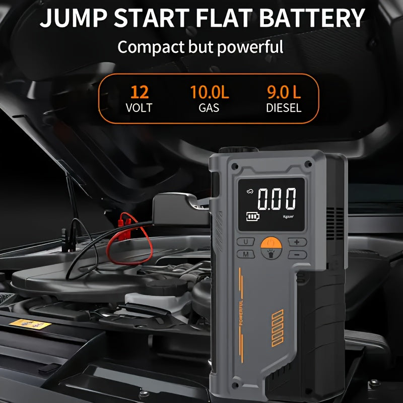 Portable Car Inflator Pump with Emergency Night Light and Wireless Power 8000mAh Lithium Battery