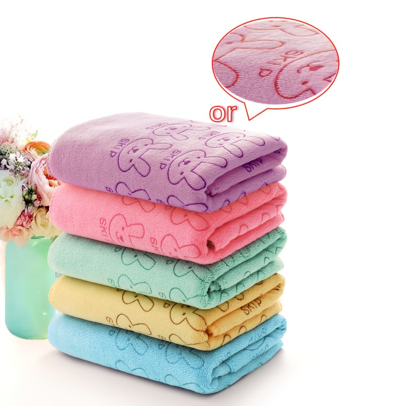 Set of 5 Cartoon Colorful Pet Bath Towels for Cats and Dogs Soft Absorbent