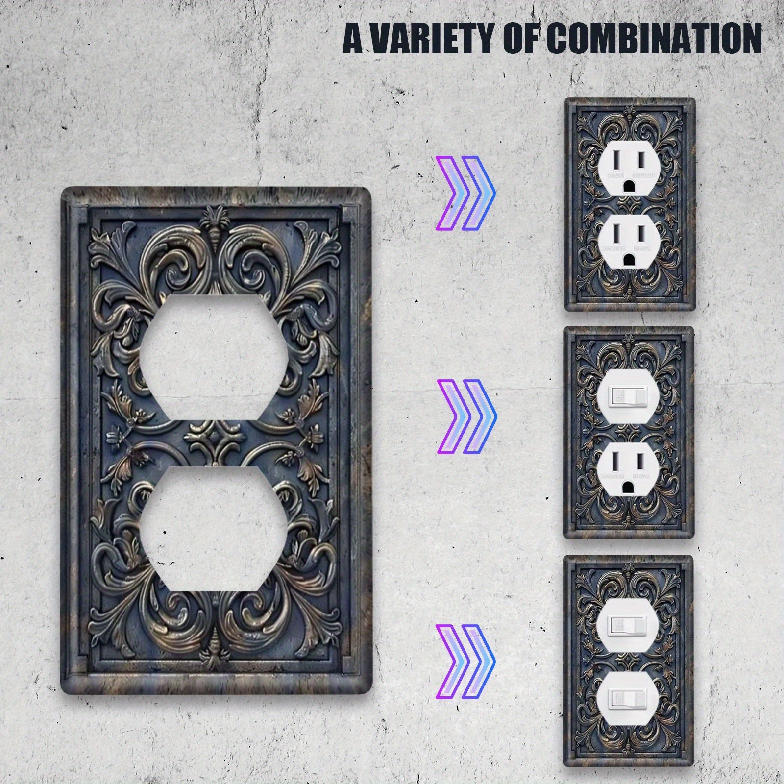 Blue Gray Decorative Light Switch Cover Easy to Clean Versatile