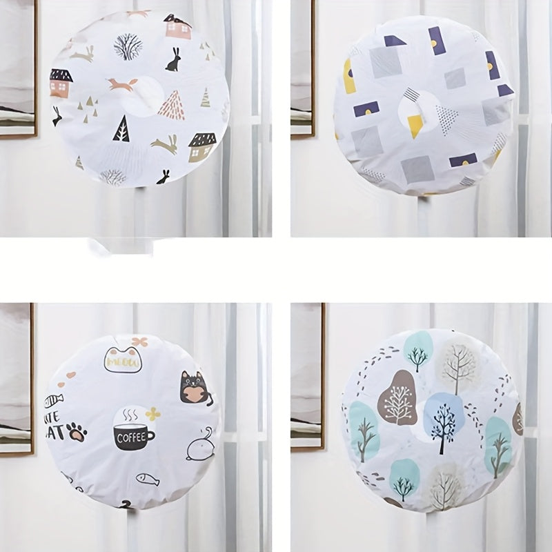 Cute Cat and Coffee Pattern Electric Fan Dust Cover for Patio Ground Fans