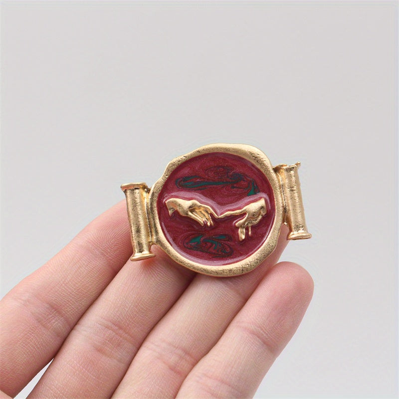 Ayollar uchun vintage emal brosh, noaniq shakl, qoʻl bilan chizilgan, nafis zargarlik sovgʻasi