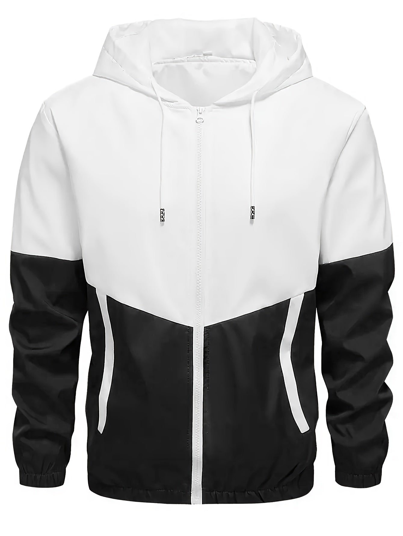 Men's Sports Suit Hooded Jacket and Pants Color Block Polyester Regular Fit