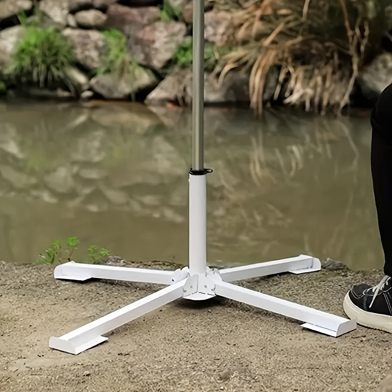 Portable White Plastic and Iron Patio Umbrella Base Stand Windproof Adjustable for Garden and Beach