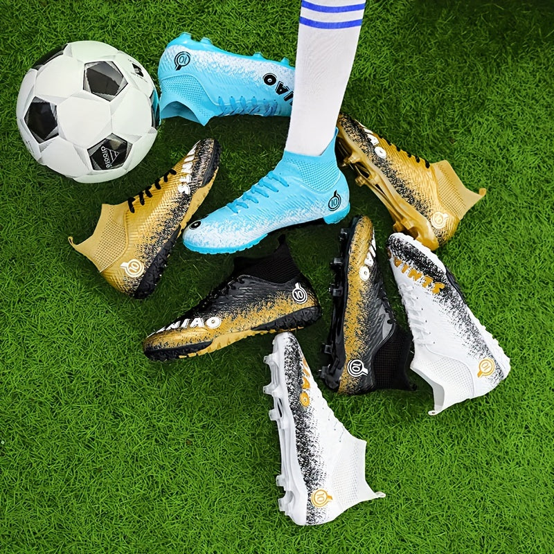 Men's Large Size High-Top Football Shoes with Long Nails for Training and Competition