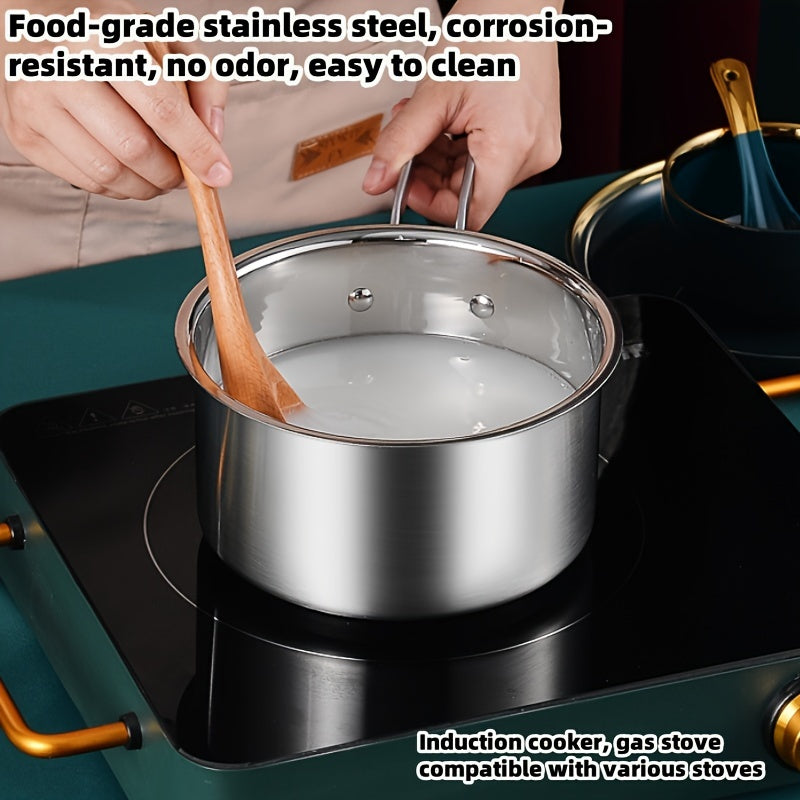 3 ta zanglamaydigan po'latdan yasalgan idishlar to'plami, qopqog'lar bilan, induksiya mos, rang-barang sovg'a qutisi