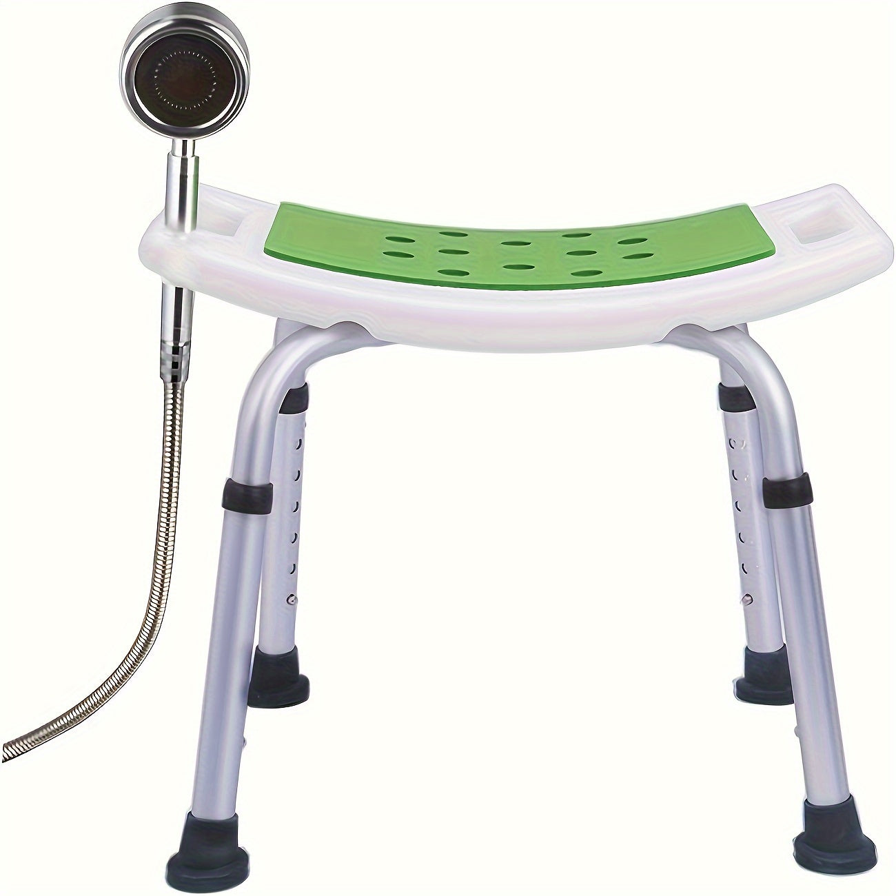 Adjustable Shower Chair for Elderly Disabled Aluminum Seat Non-Slip Feet White