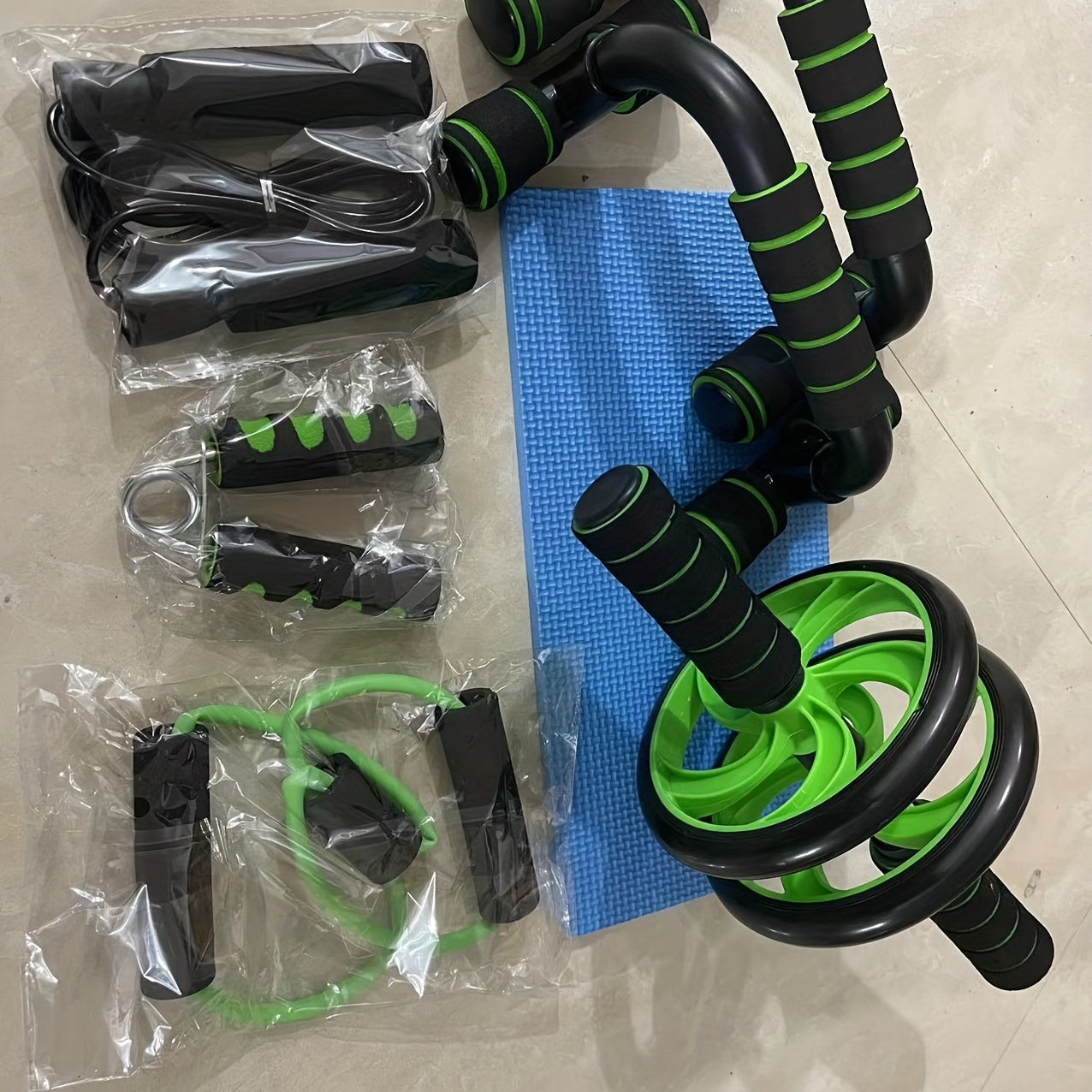 7-Piece Ab Workout Set for Core Strength Muscle Building and Fat Burning Black