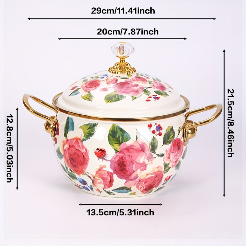 Rang-barang emal olma shaklidagi qozon, pishirish va xizmat qilish uchun, issiqlikka chidamli, oson tozalanadi