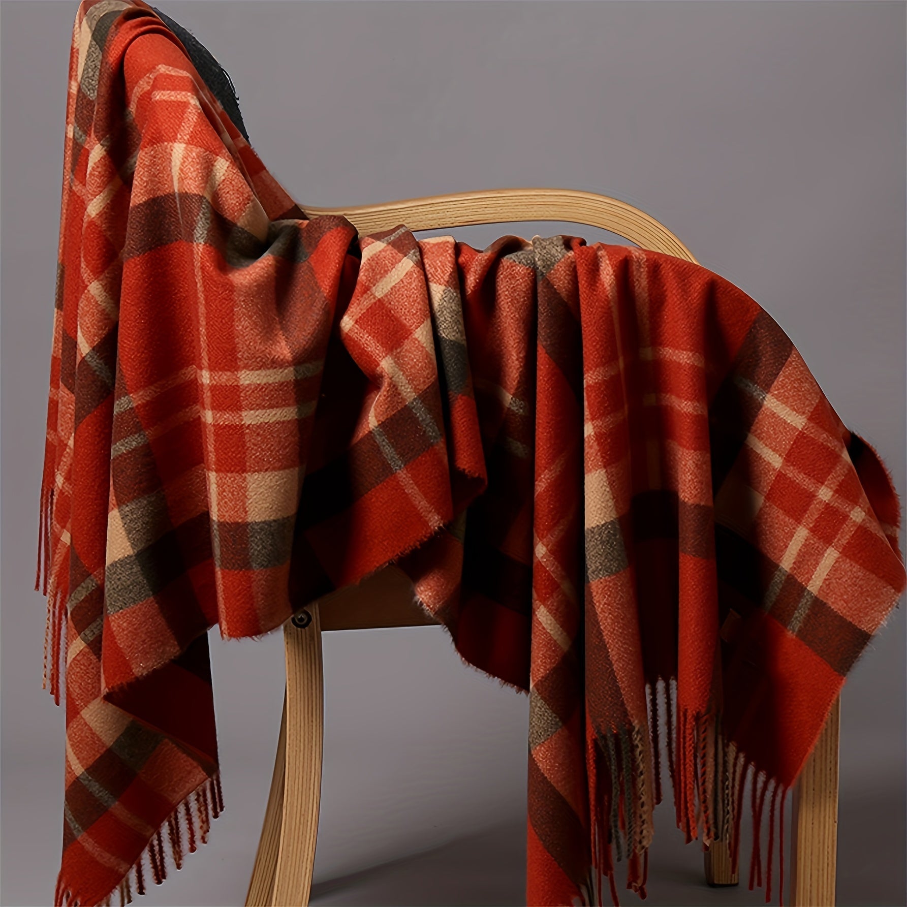 Enlarged Plaid Scarf 200cm x 70cm Warm Unisex Shawl for Autumn Winter