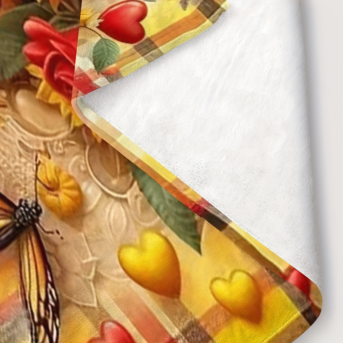 Reversible Sunflower and Butterfly Print Flannel Fleece Throw Blanket for All Seasons
