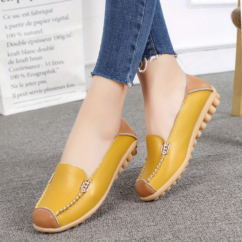 Women's Slip-On Flats, Colorblock Lightweight Non-Slip Walking Shoes