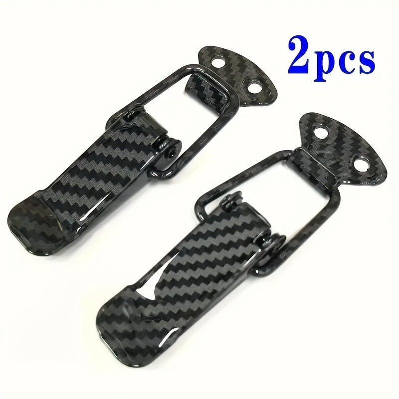 2 dona metallik o'zgaruvchan klamp fastenerlari avtomobil bumperslari va bagajlar uchun karbon tolasi teksturasi bilan