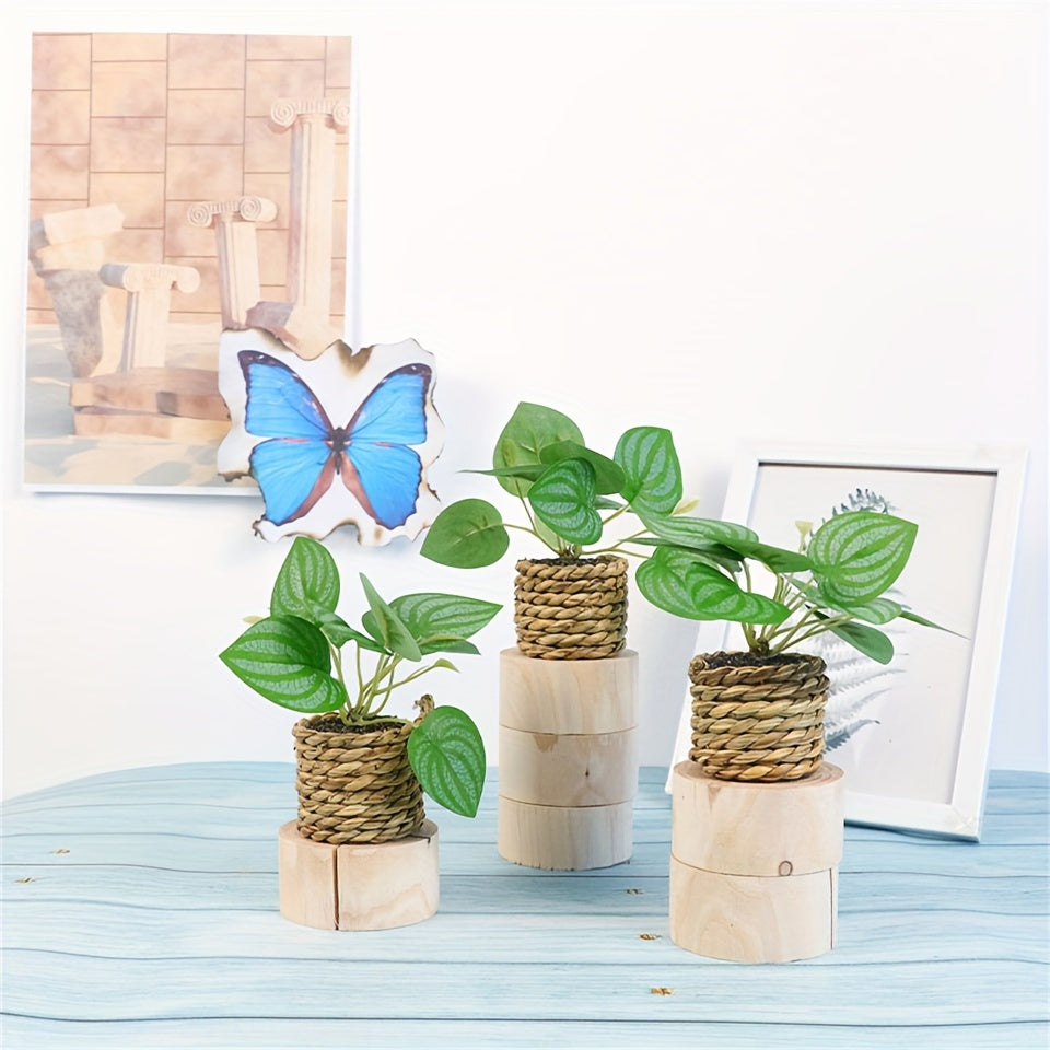 Artificial Green Grass Rope Pot for Home and Office Decor