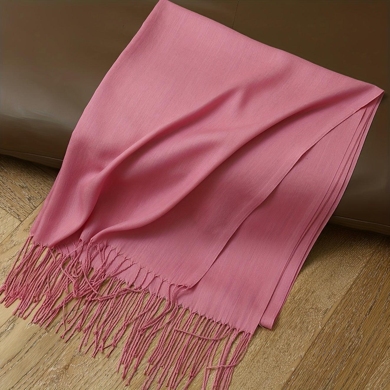 Solid Color Tassel Scarf for Men and Women Soft Fleece Shawl Cozy Windproof Accessory