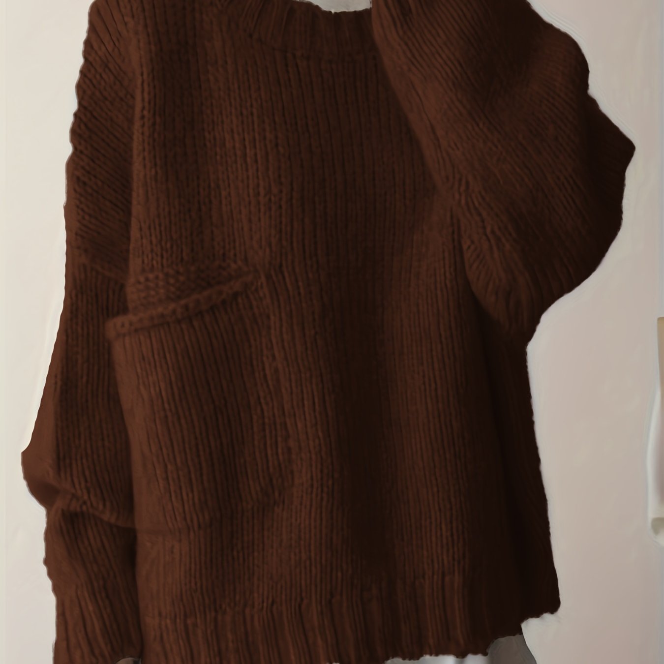 Plus Size Women's Solid Long Sleeve Crew Neck Sweater Fall Winter Casual