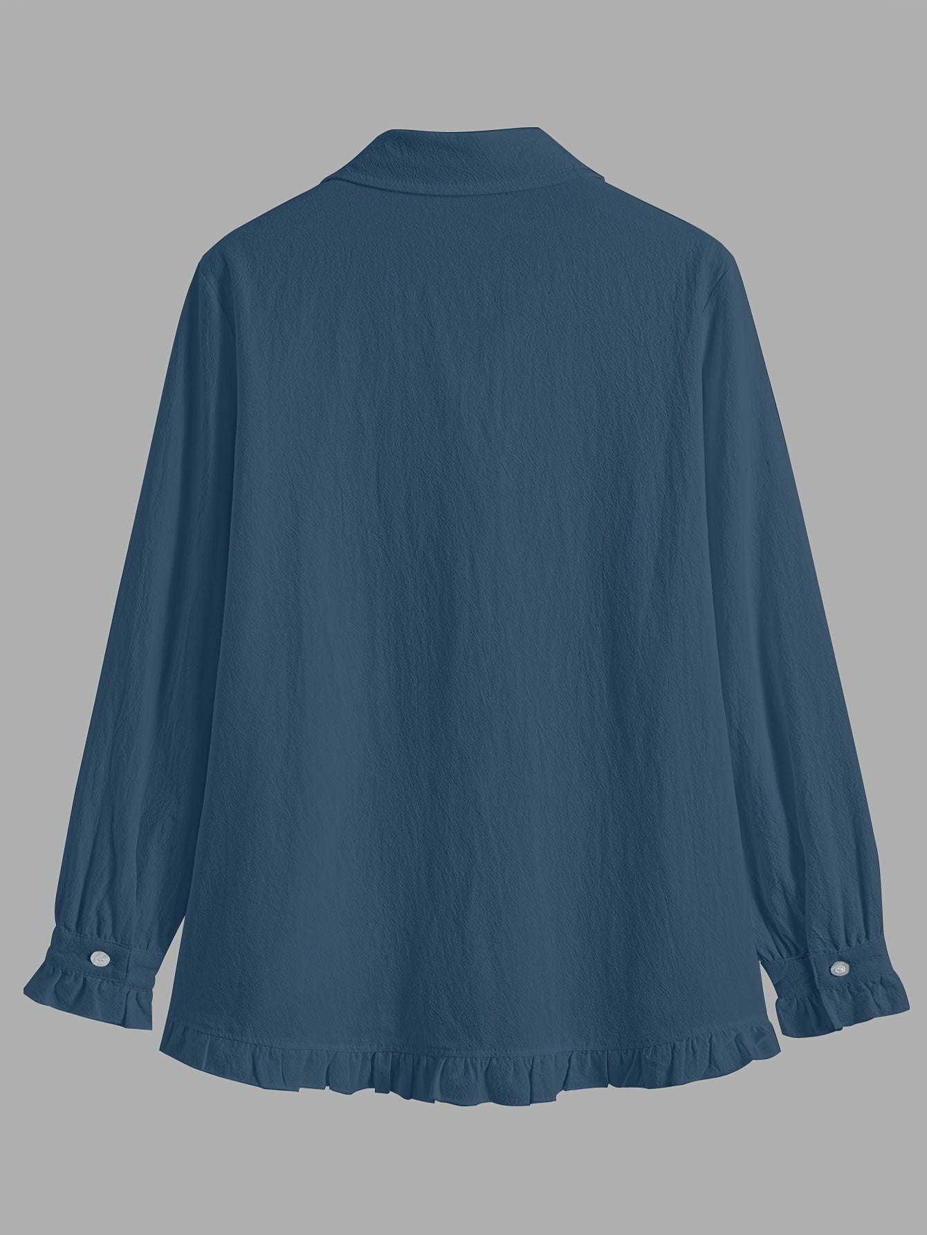 Loose-Fitting Cotton Shirt for Adults with Solid Color, Front Buttons, and Lace Trim