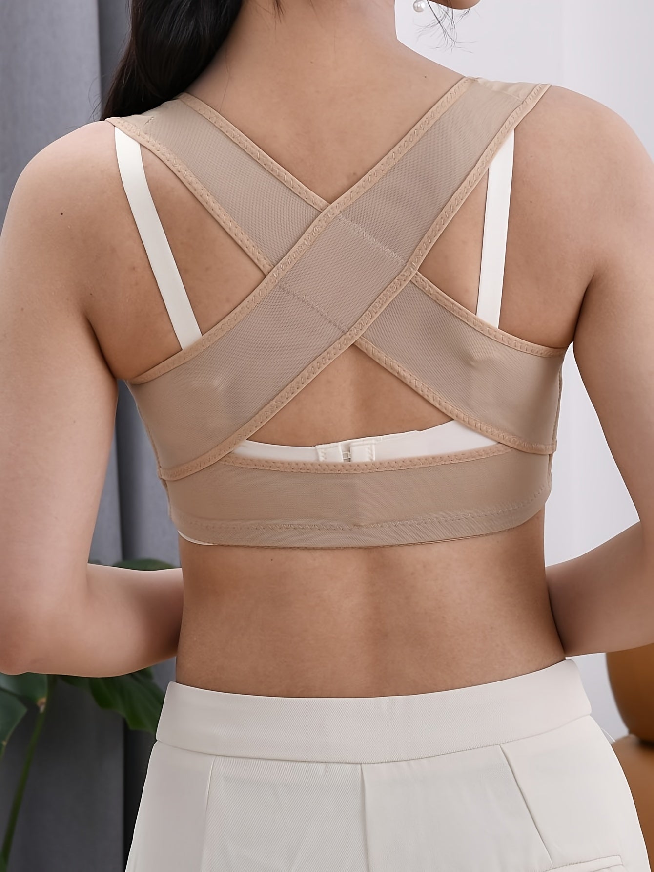 Seamless Mesh Back Buckle Shapewear with Push-Up and Posture Correction