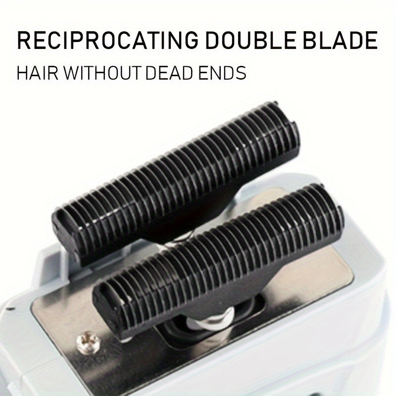 Afeitadora eléctrica para hombres, recargable por USB, 1200mAh, cuchillas dobles de acero, recortadora