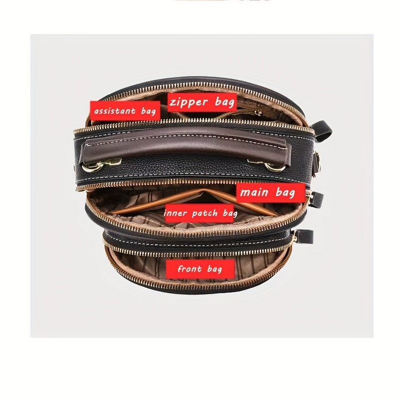 Urban Messenger Bag with Removable Strap Large Capacity PU Solid Color Casual