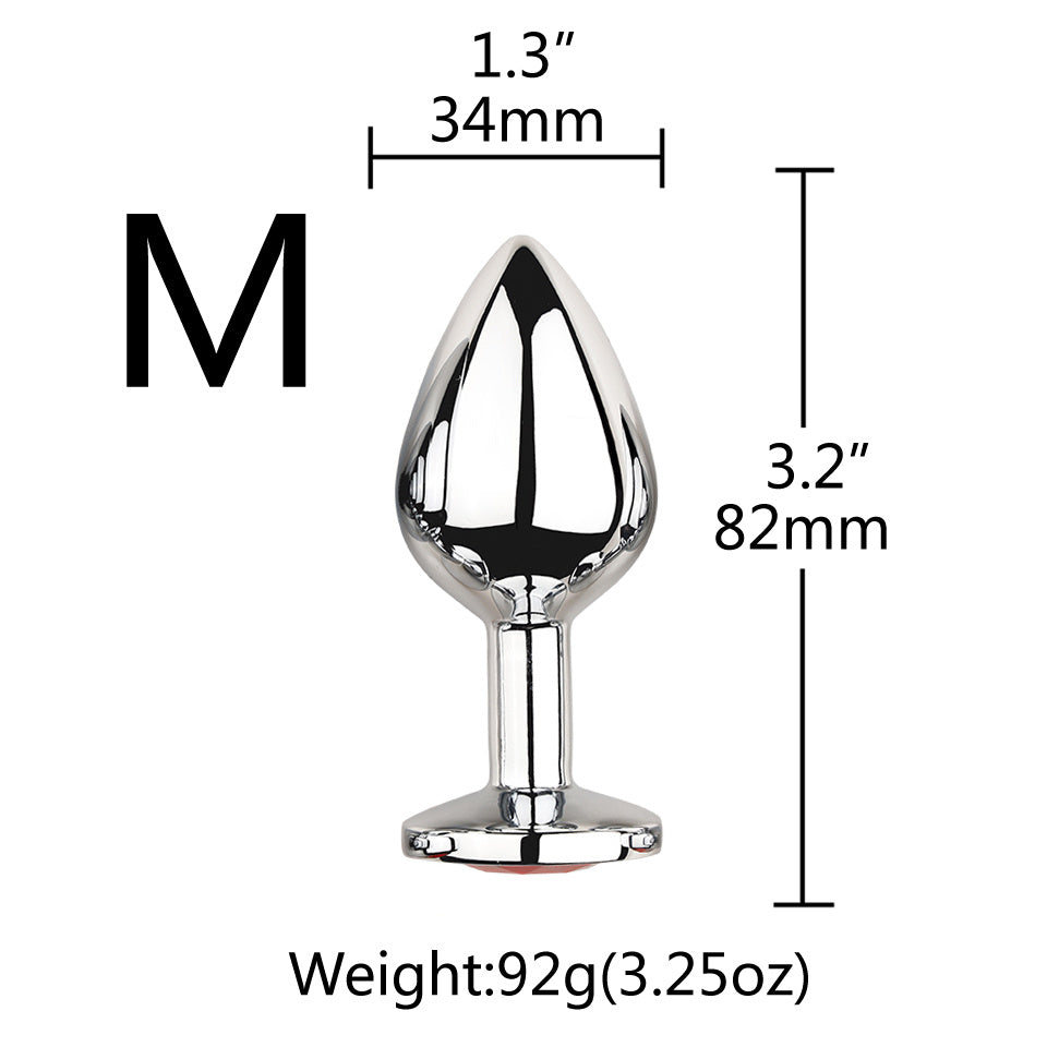 Red Gem Base Metal G-Spot Anal Plug for Adults