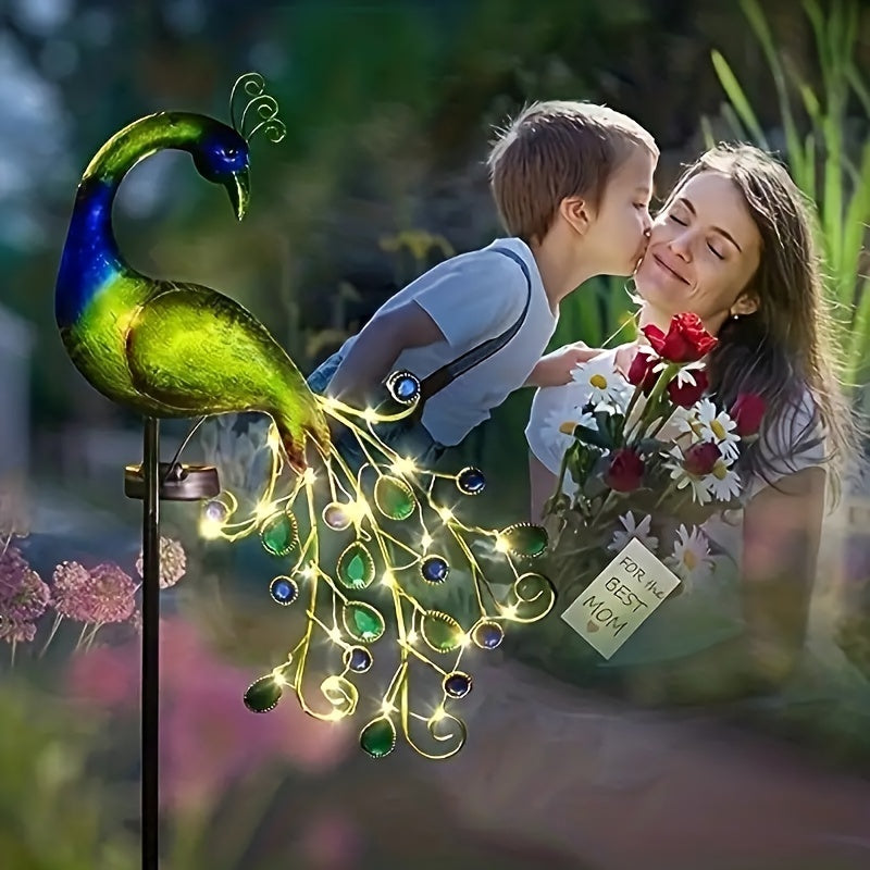 Solar-Powered Peacock Garden Light with Adjustable Lighting Outdoor Yard Decor
