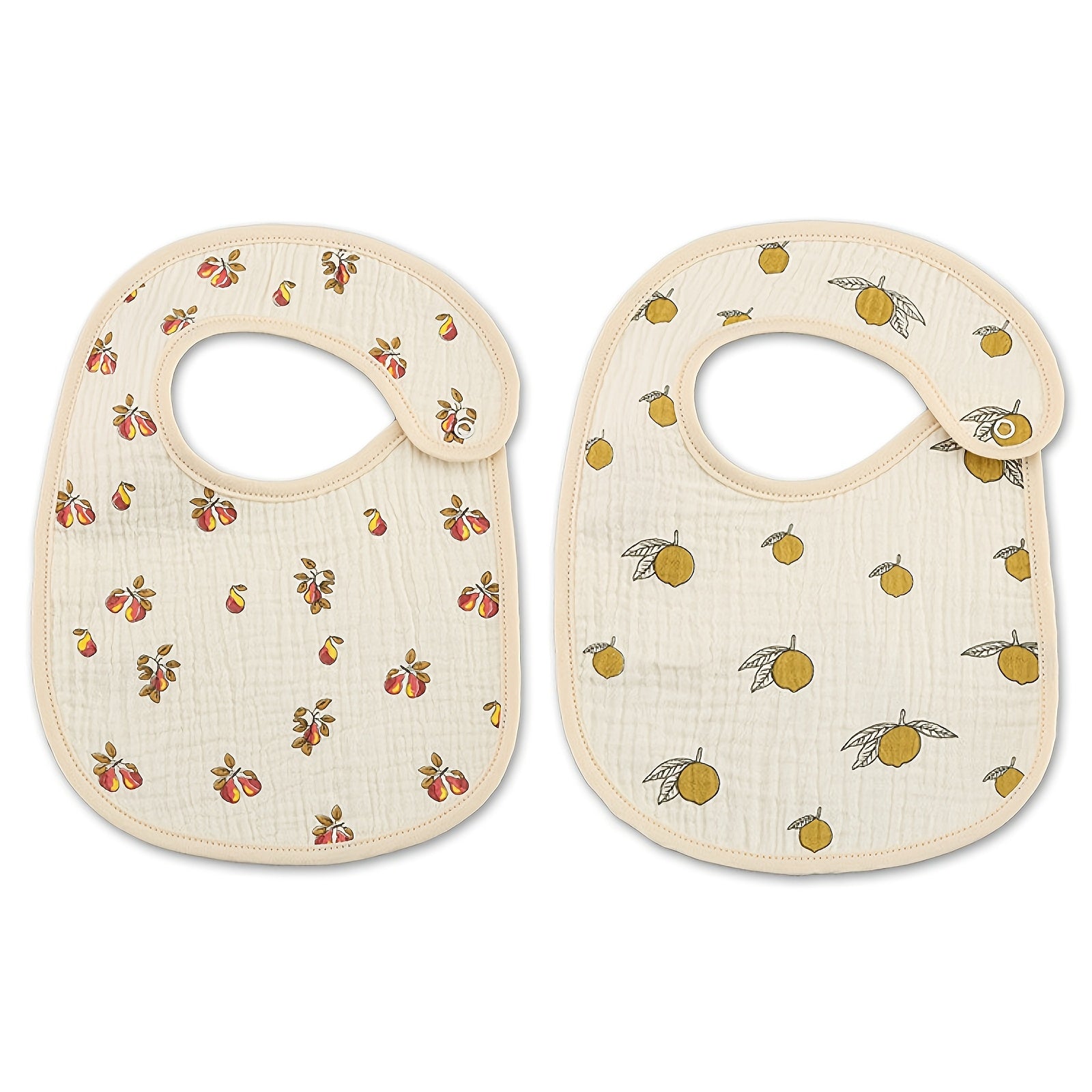 Set of 2 Cotton Gauze Baby Bibs U-Shaped Waterproof Printed Burp Cloths and Saliva Towels