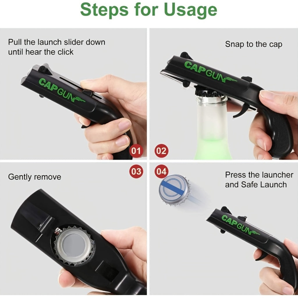ABS Plastic Bottle Opener Cap Gun Style for Drinking Games Parties Bars Outdoor