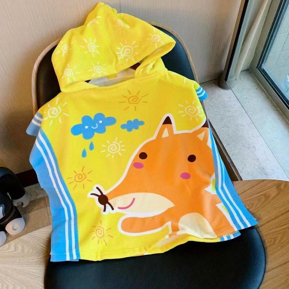 Kids Hooded Bath Towel with Fun Designs, Soft Cotton, Ideal for Kids