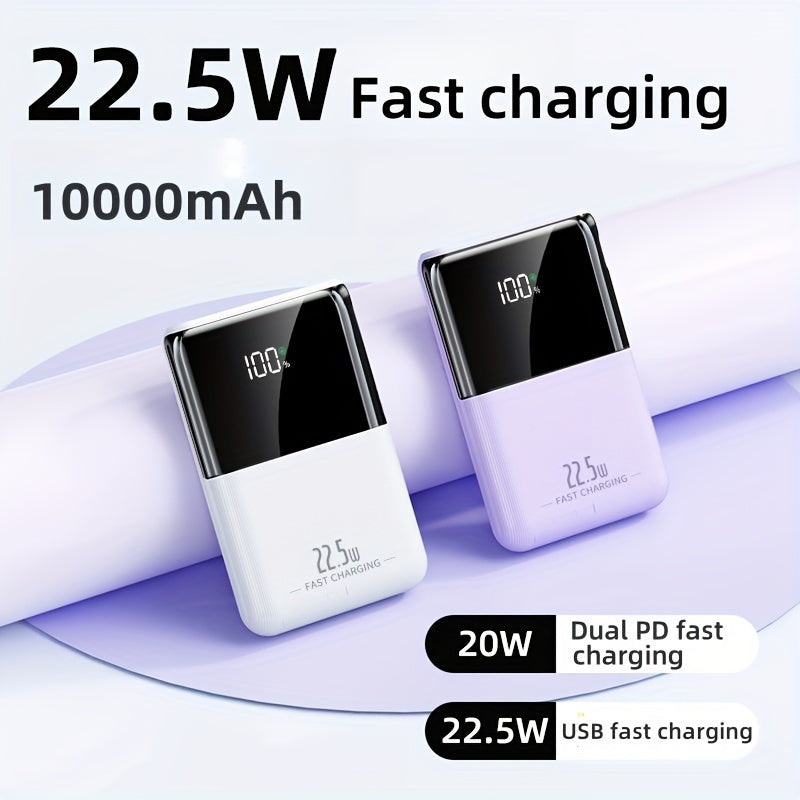 Small Portable Power Bank 10000mAh Fast Charging Dual Input Output Compatible with Android and iPhone