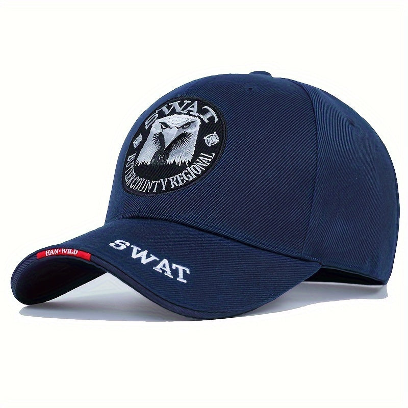 Men's Embroidered Baseball Cap with Eagle Design Adjustable Outdoor Hat for Spring and Autumn