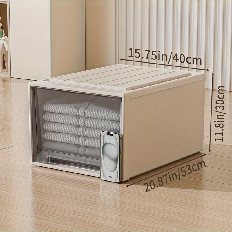 Transparent Stackable Plastic Storage Drawer with Wheels for Clothes Toys Snacks and Books