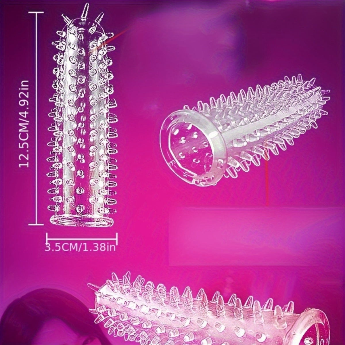 Erkaklar penis qoplamalari 5-bog'lam shaffof teksturali qayta ishlatiladigan kattalar o'yinchoqlari juftliklar uchun