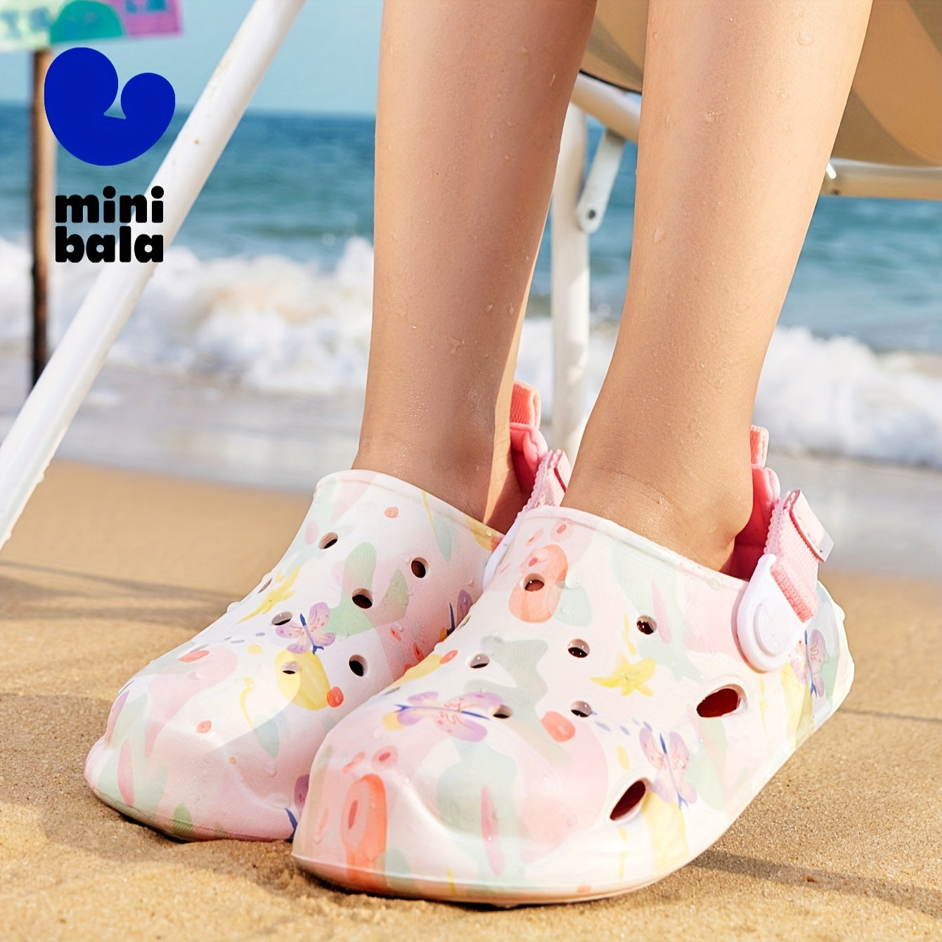 Kids Summer Sandals for Boys and Girls Non-Slip Quick-Dry EVA Flowers Low Top