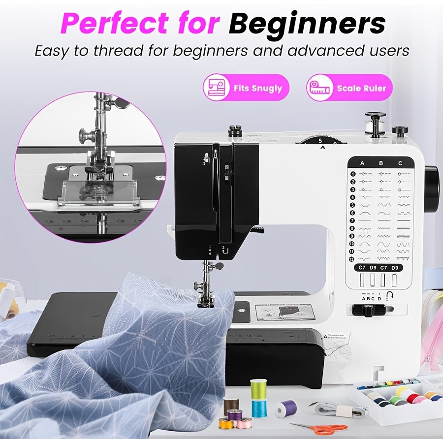 Portable European Regulation Sewing Machine with Foot Pedal for Beginners White
