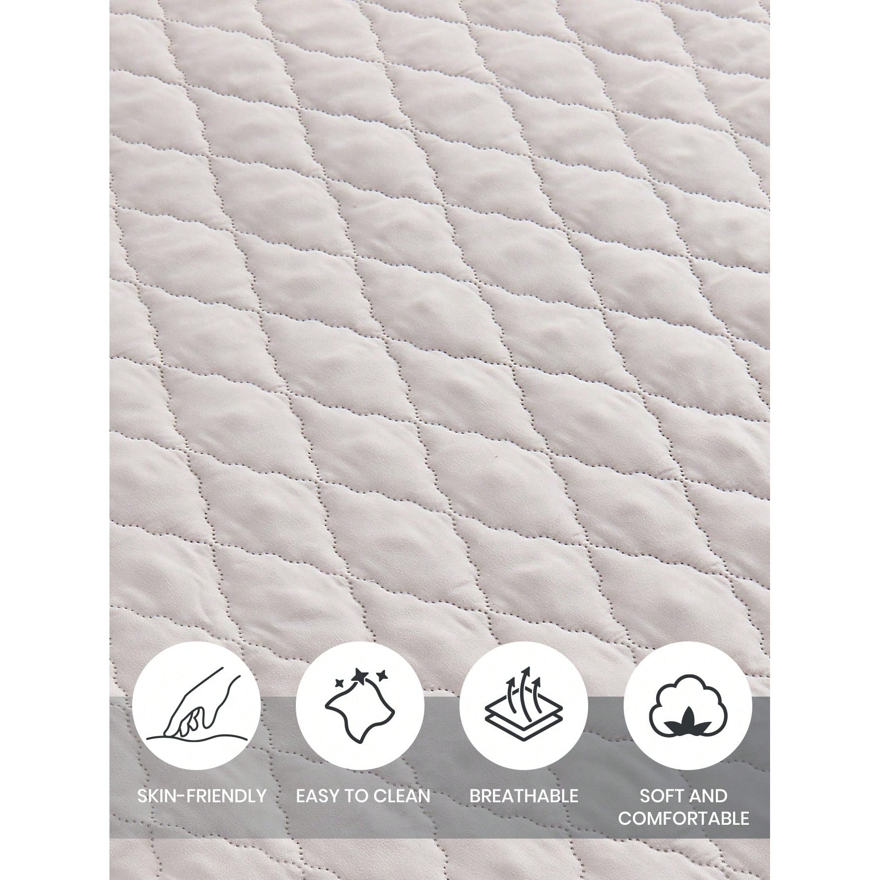 Waterproof Fitted Sheet Gray 30cm Deep Pockets Soft Polyester for Bedroom