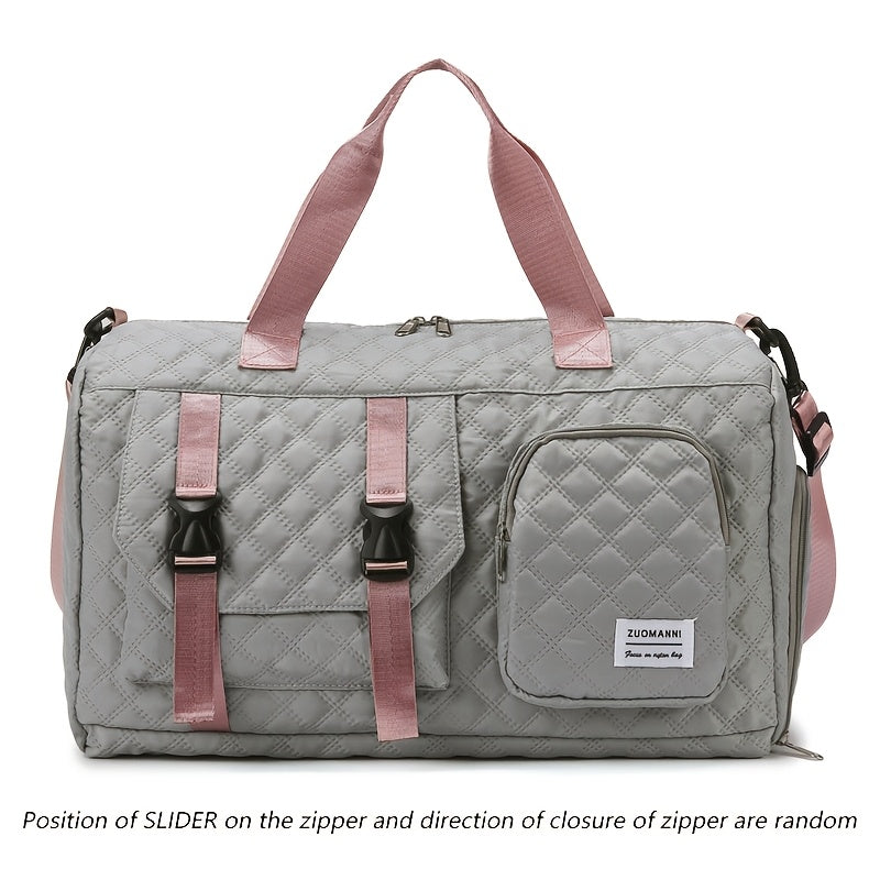 Durable Nylon Travel Duffle Bag for Overnight Trips in Gray Pink Purple Black