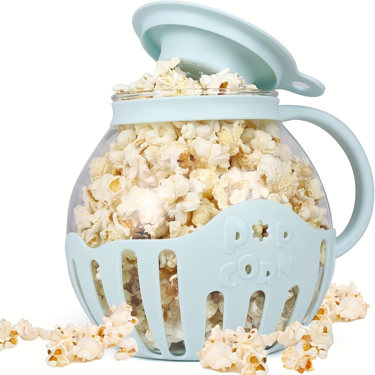 Micro-Pop mikroto'lqinli popcorn pishirgichi 2.25 kvart sig'imga ega bo'lib, mustahkam borosilikat shishadan tayyorlangan, mikroto'lqinli pechda issiq havo popcorn tayyorlash uchun mukammaldir.