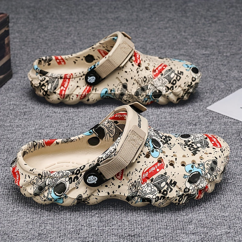 Men's Color Block Hollow Out Chunky Clogs with Non Slip Soft Sole and Anti Odor EVA