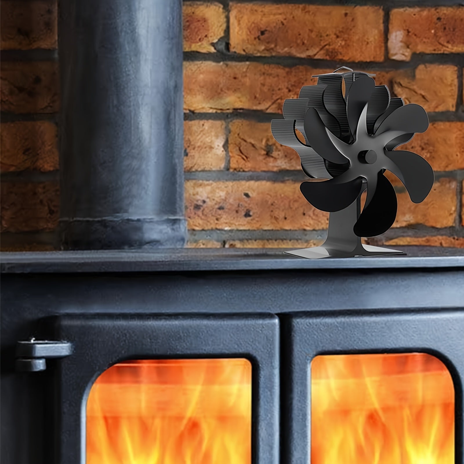 Aluminum Wood Stove Fan 4-Blade Heat Distribution Fireplace Fan Silent Operation