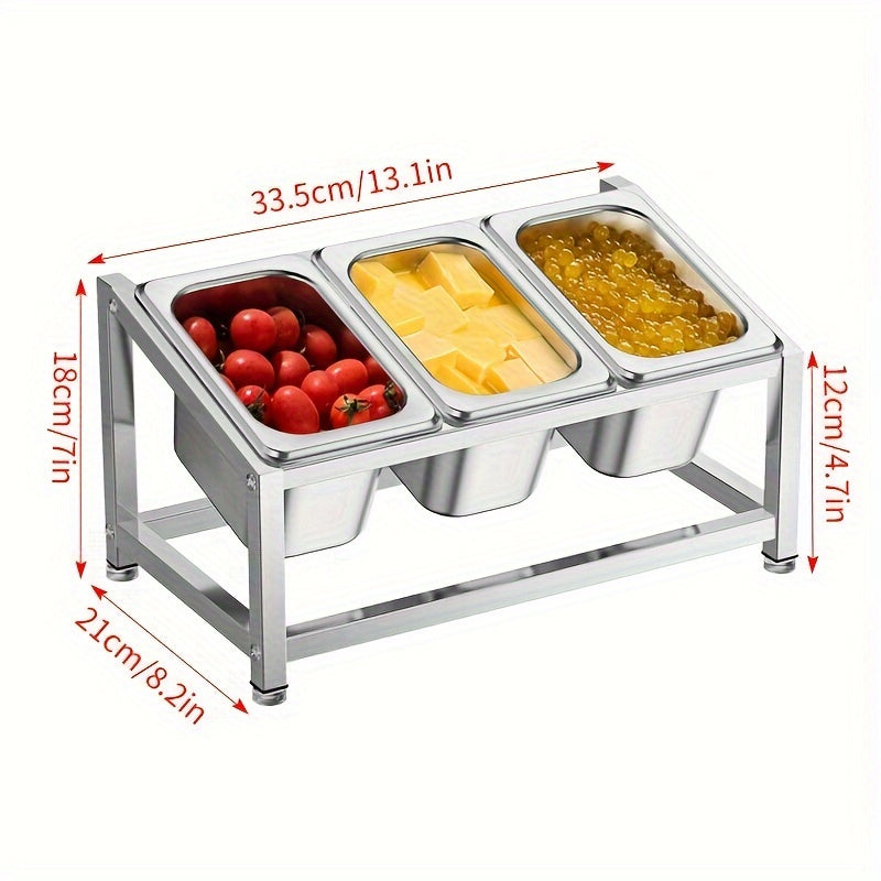 Stainless Steel Spice Organizer with Condiment Containers for Kitchen and Restaurant Use