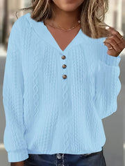 Plus Size Women's Solid Jacquard Long Sleeve Hooded Sweatshirt