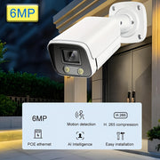6MP Outdoor POE IP Security Camera Full-Color Night Vision Human Detection Wide-Angle 1440p Surveillance
