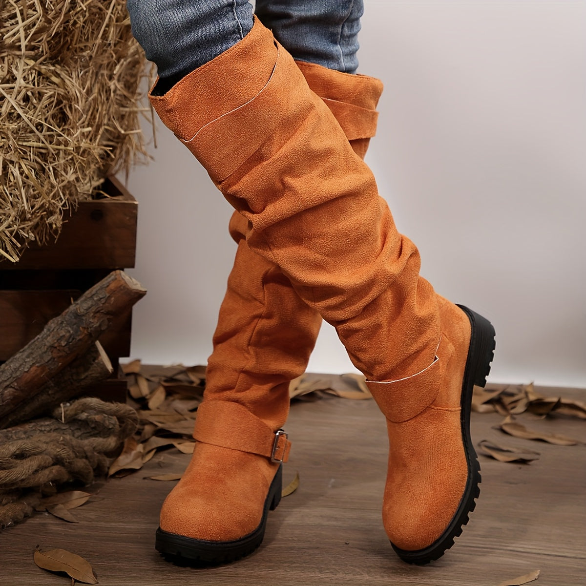 Women's Chunky Platform Ankle Boots Fabric Upper Low Heel Casual Shoes