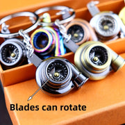 Unisex Metal Golden Turbocharged Keychain Car Modification Accessory