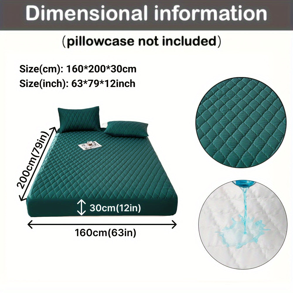 Waterproof Mattress Protector Breathable Dustproof Quilted Bed Cover in White Dark Blue Green Gray