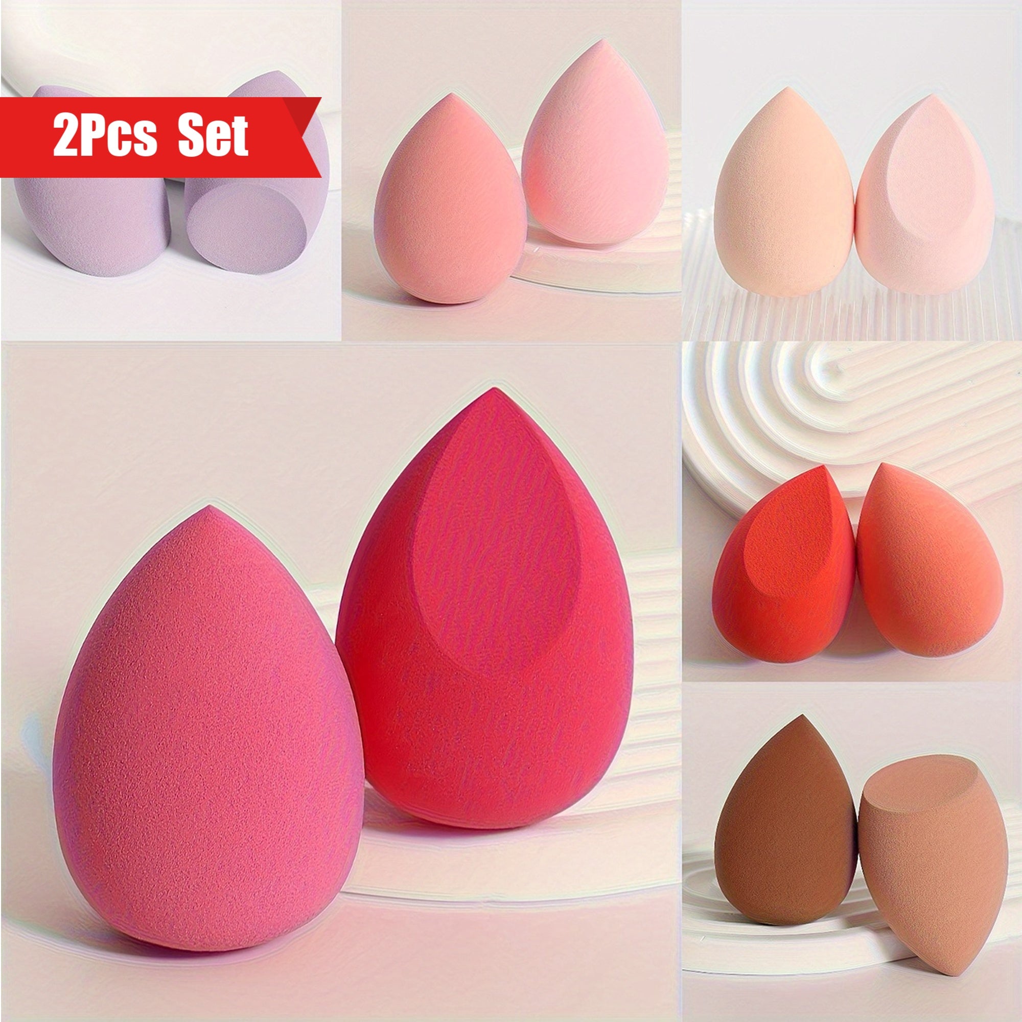 2 Pcs Latex-Free Makeup Sponges Egg Blending Puffs for Liquid and Foundation