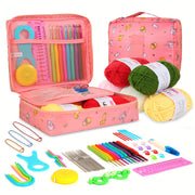 59-Piece Crochet Kit for Beginners with Metal Hooks Yarn Balls Needles and Case