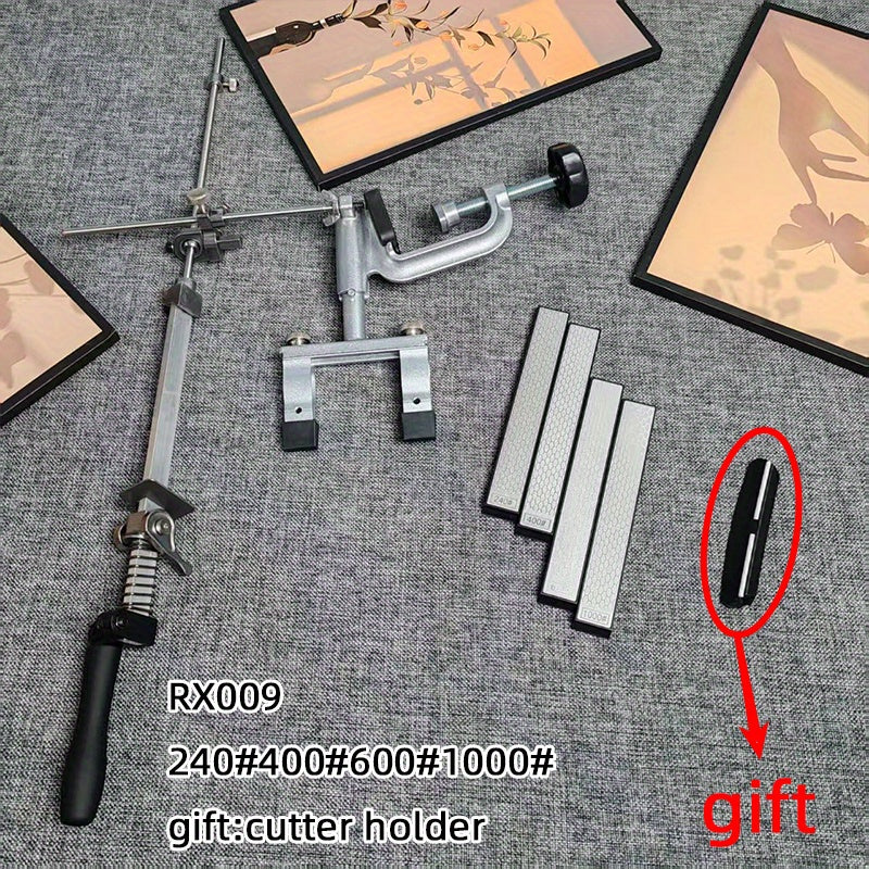 Boshqariladigan burchak va statik silliqlash moslamasi bilan oshxona asboblarini silliqlash tizimi.