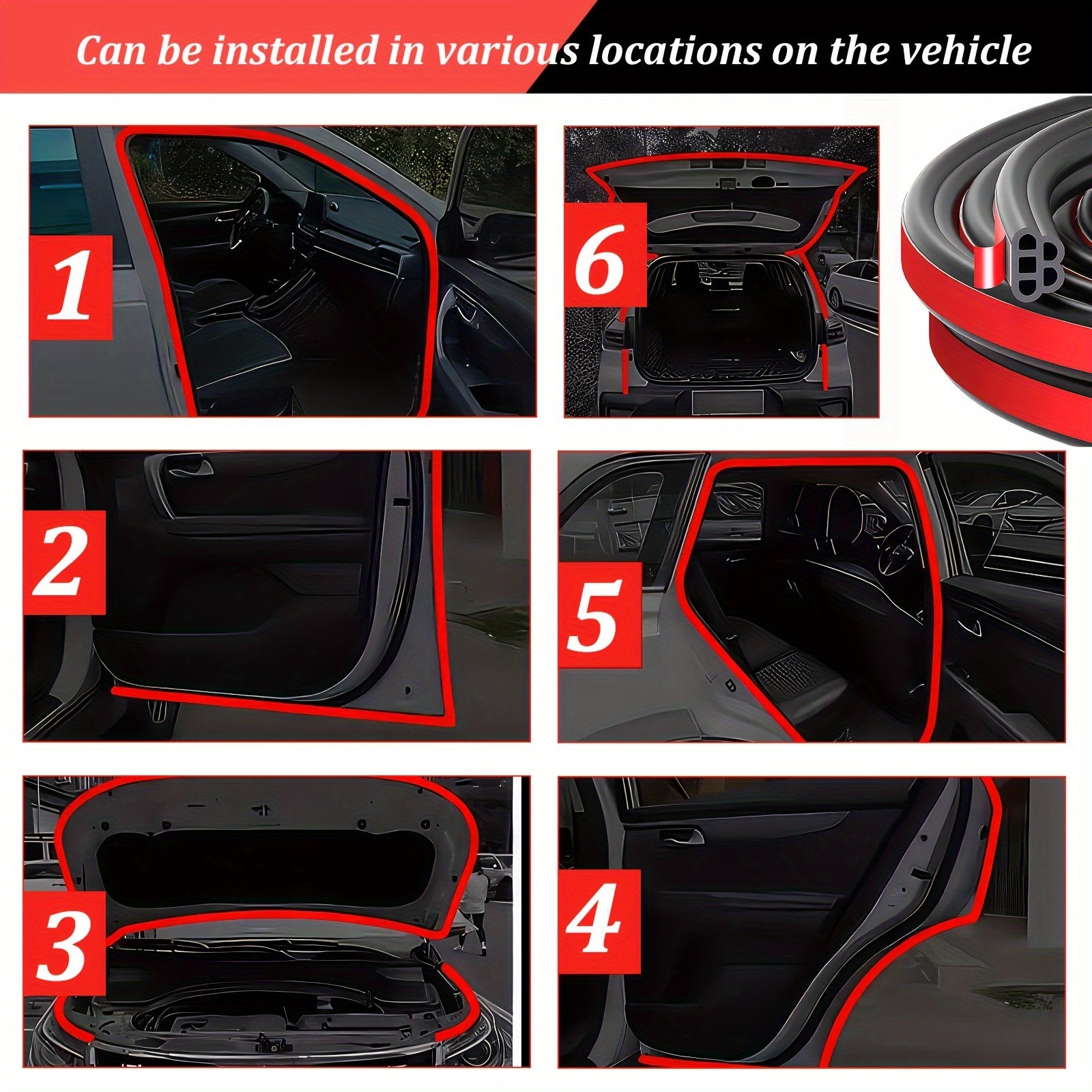 Car Noise Insulation Seal Strip 10m Weatherproof Rubber Door Window Filler