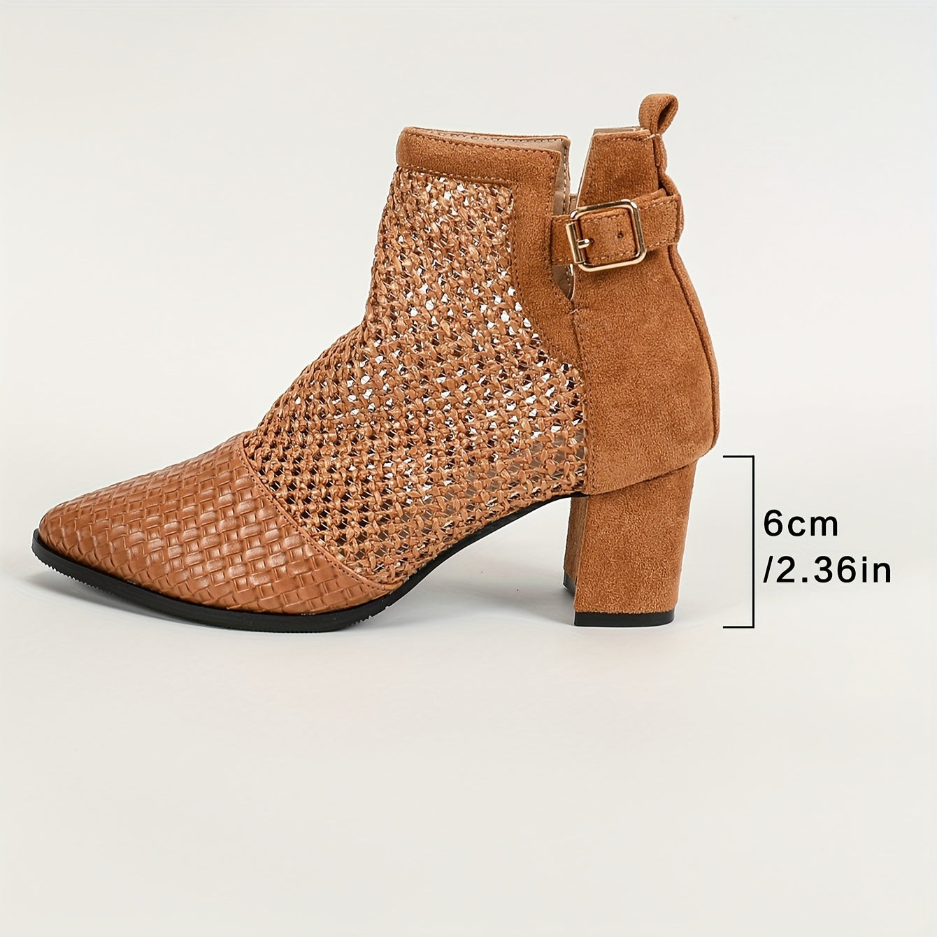 Ladies Brown and Black Synthetic Pointed Toe Mid Heel Casual Shoes